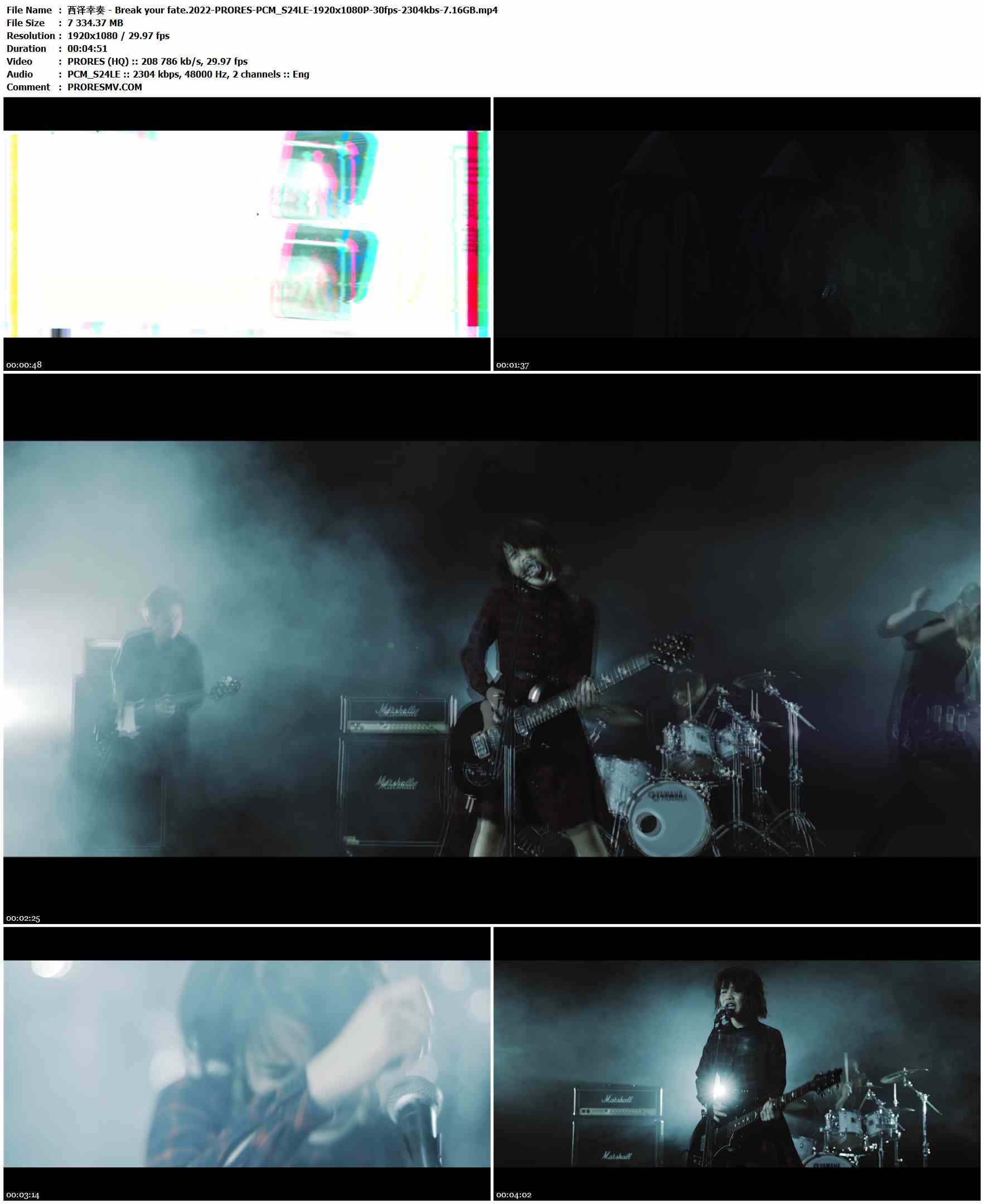 西泽幸奏 - Break your fate.2022-PRORES-PCM_S24LE-1920x1080P-30fps-2304kbs-7.16GB官方MV_高清MV